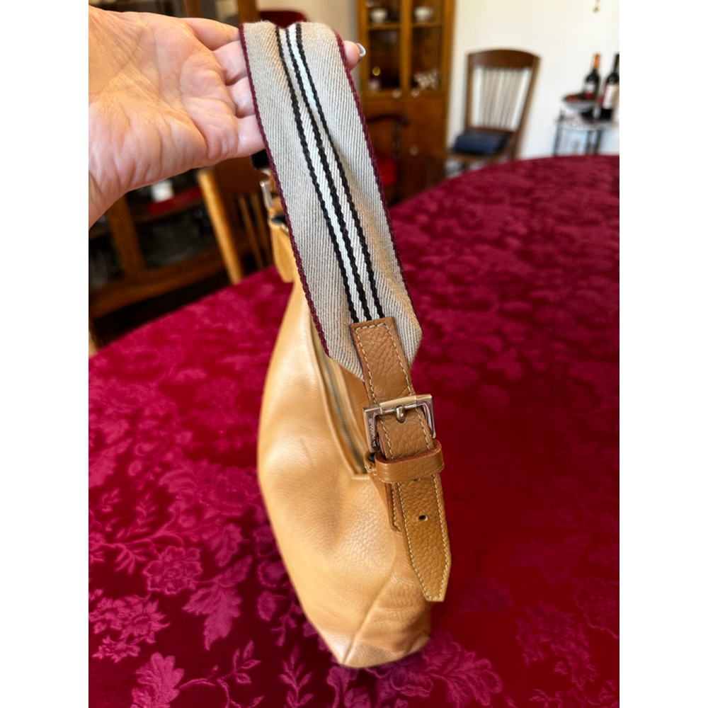 Burberry Tan Leather Shoulder Bag with Striped Strap - Picture 8 of 16